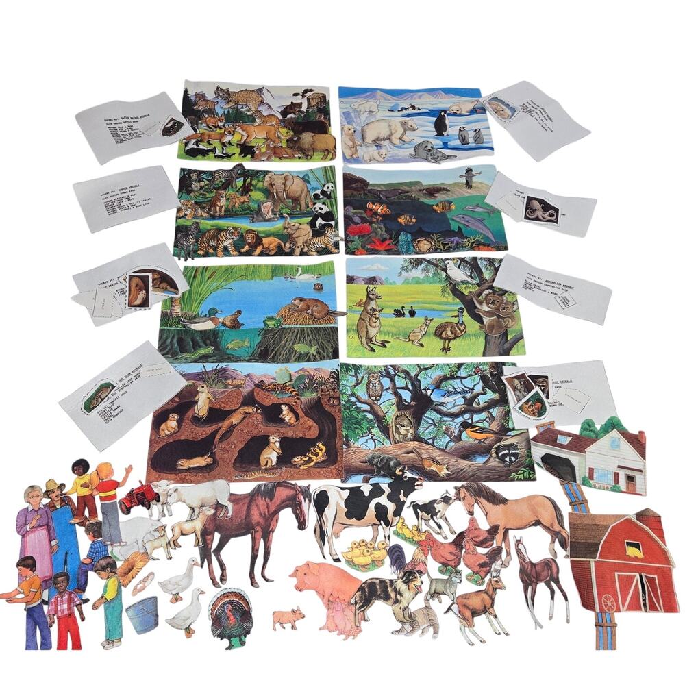 Unfinished Fabric Quiet Flannel Board Activity Book Animal Habitats Farm‎ 125+